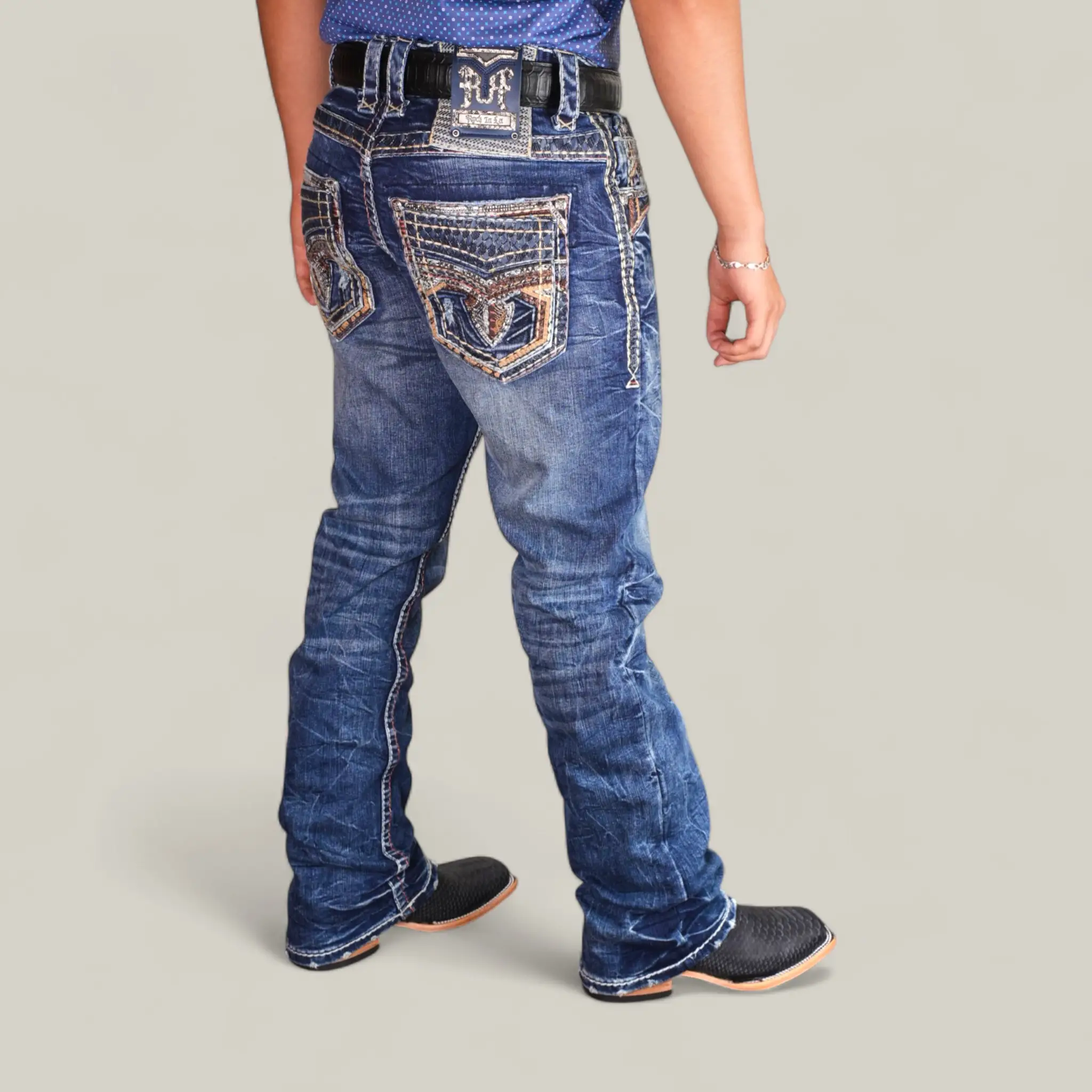Rock - Straight Fit Embroidered Jeans for Men