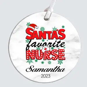 Santa's Favorite Nurse Ornament, Personalized Ornament, Custom Ornament, Gift Idea, Name and Year, 2025, Nurses, RN, Christmas Tree Decoration christmas ornaments