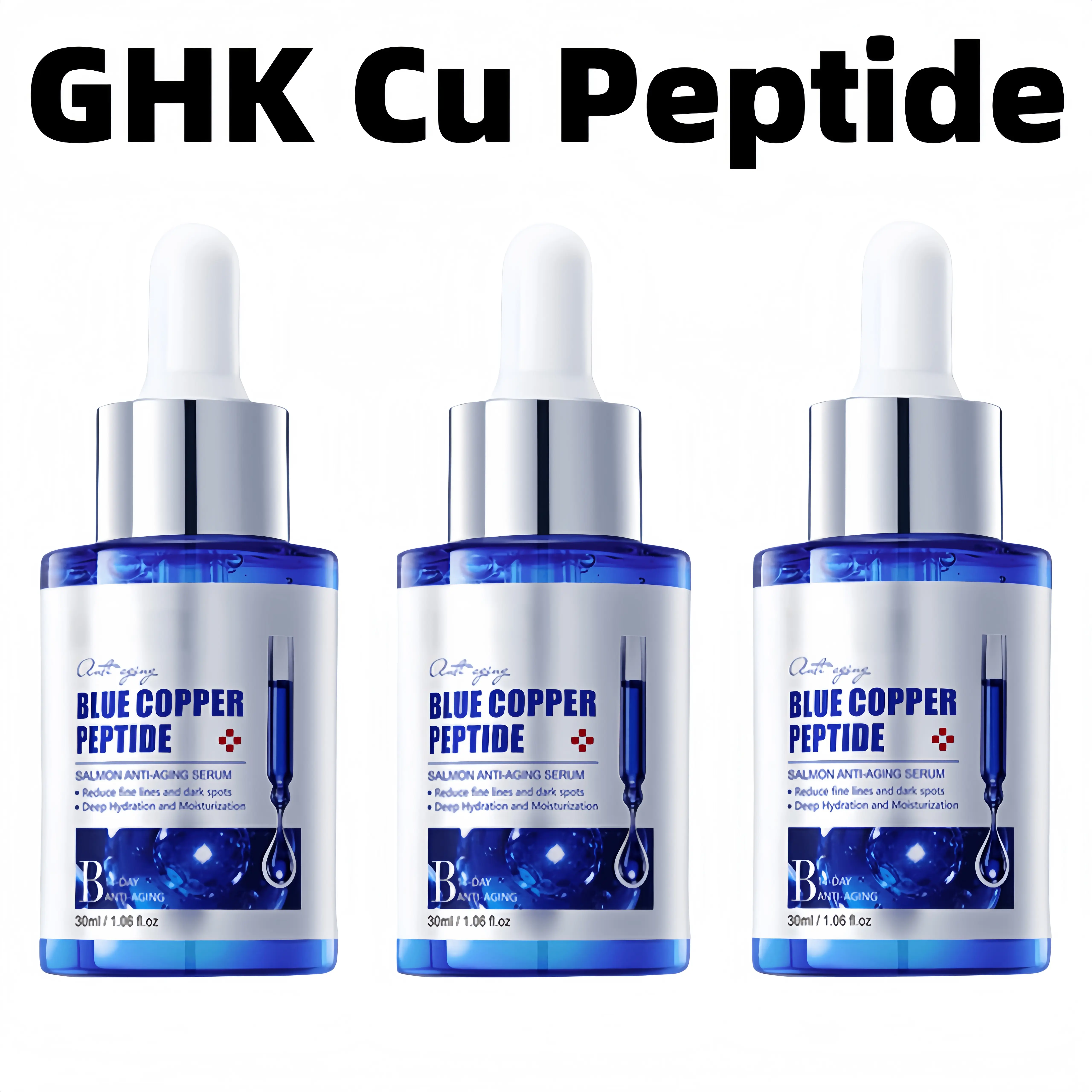 【BUY 1 GET 2 FREE】GHK-Cu Copper Peptide Serum with Hyaluronic Acid | Anti-Aging Facial Serum, Deep Moisturizing & Nourishing, Firming & Wrinkle Smoothing | Fragrance-Free | 30ml Daily Face Serum for All Skin Types | Men & Women, Cruelty-Free