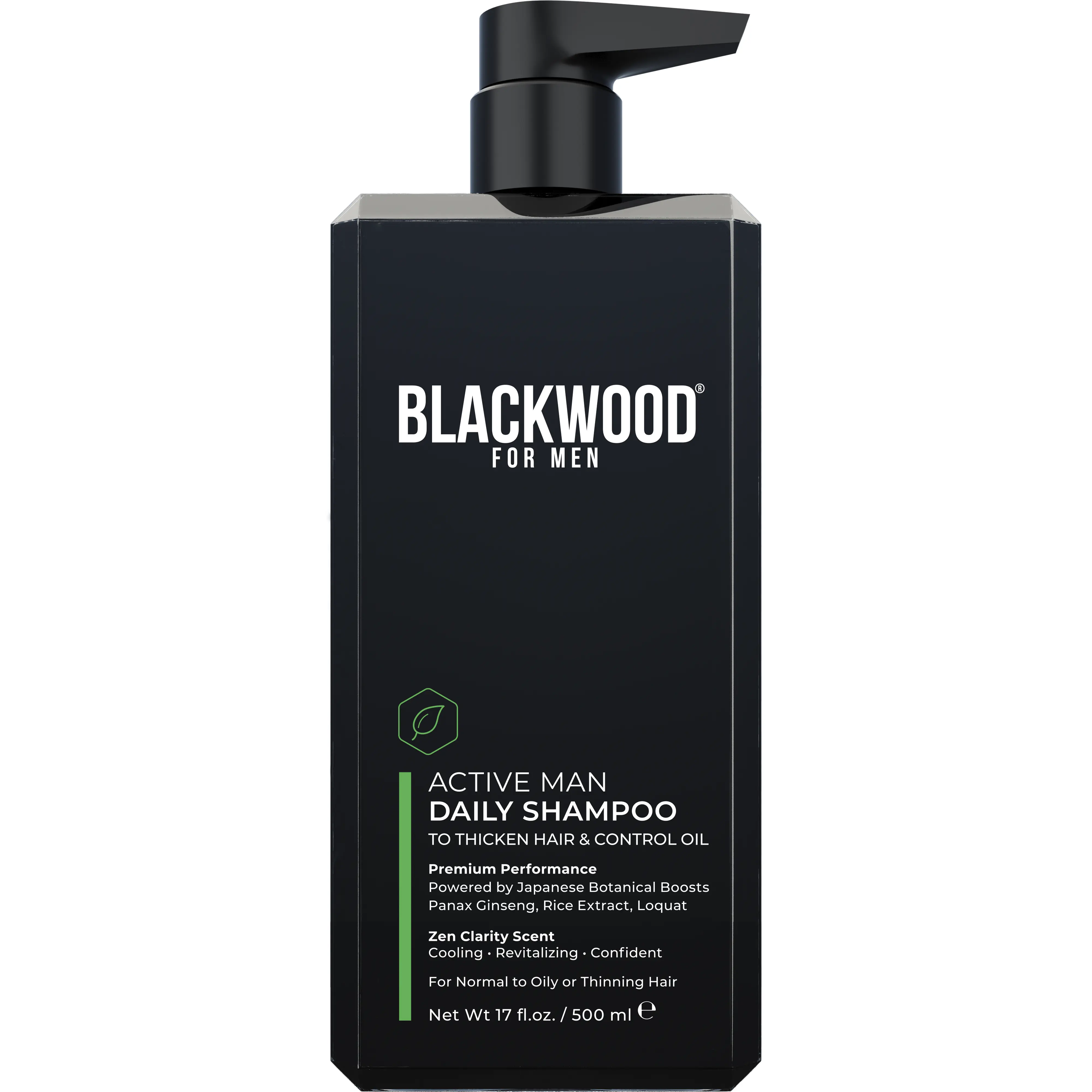 Blackwood For Men Active Man Daily Shampoo | Natural Mens Thickening & Clarifying Shampoo for Normal to Oily or Thinning Hair | Sulfate-Free Hair Care