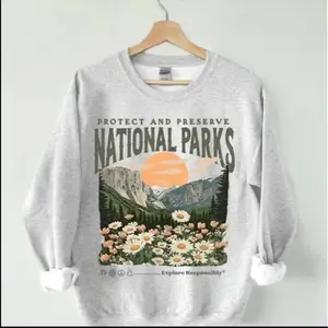 National Parks Vintage Sweatshirt, Protect Our Parks Sweatshirt, Hiking Nature Lover Graphic Sweatshirt, Unisex Sweater