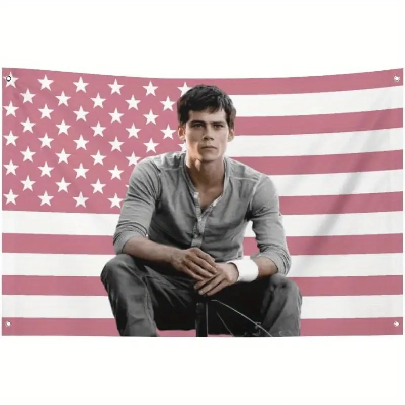 Dylan O'Brien American Flag 3x5FT Poster - Funny Patriotic Wall Art with Grommets, Perfect for College Dorms, Outdoor Parties, Tailgates, and More, Patriotic Room Decor | Celebrity Poster | Durable Fabric, Patriotic Wall Art