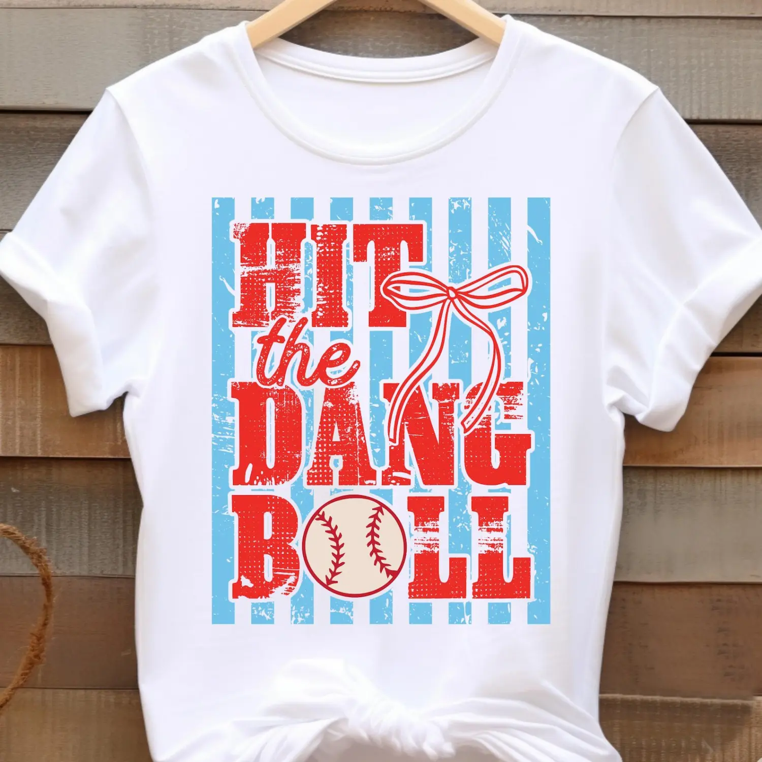Women's Short-Sleeve Sports T-Shirt - Hit The Dang Ball Baseball Game Day Design, Ready-To-Press Stripes Print, Funny Iron-On Transfer, Outdoor Sport Gift