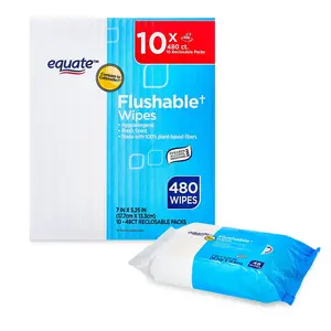 Equate Fresh Scent Flushable Wipes, 10 Resealable Packs of 48 Wipes (480 Total Wipes) - Gentle, Refreshing & Convenient