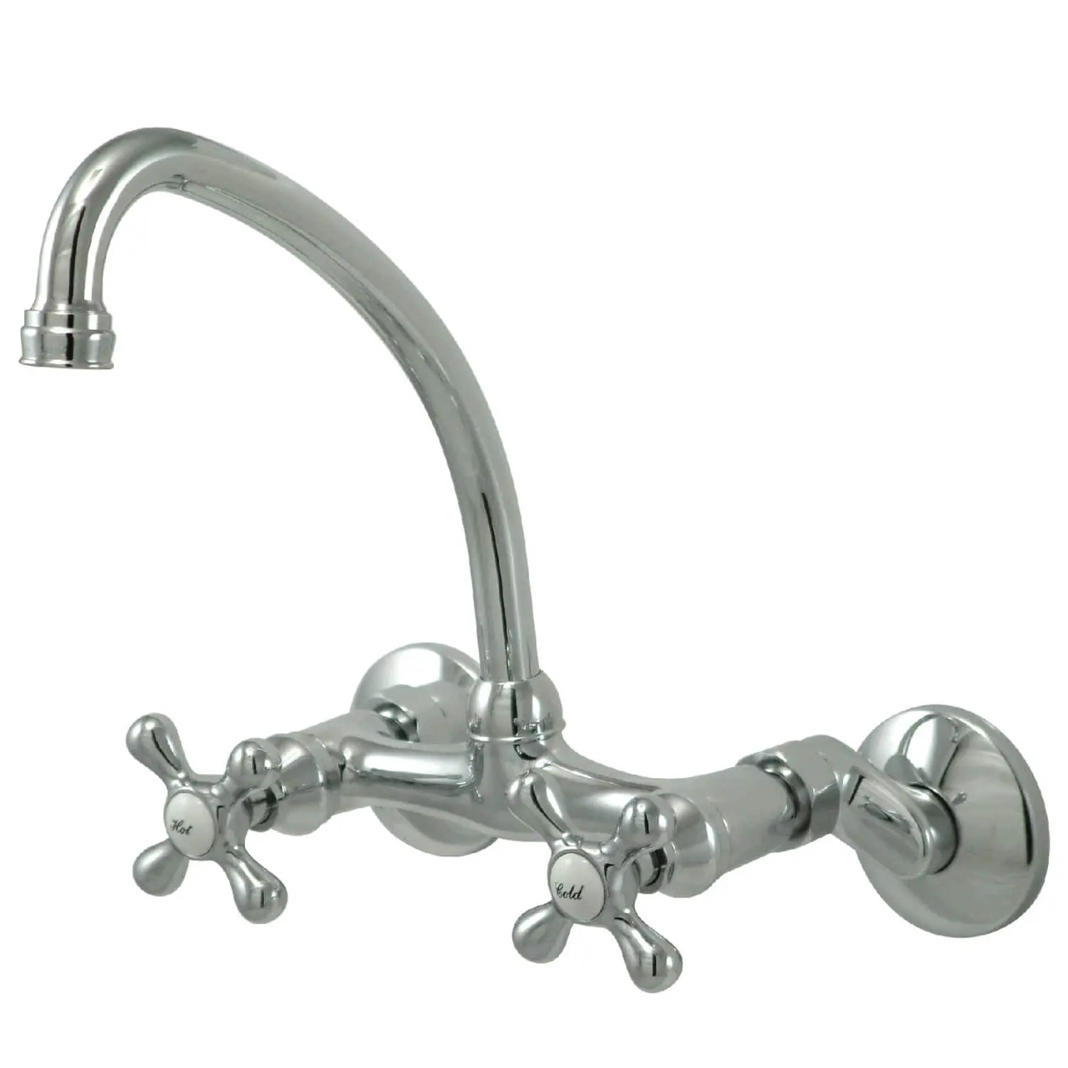 KINGSTON Brass Two Handle Wall Mount Kitchen Faucet - Polished Chrome