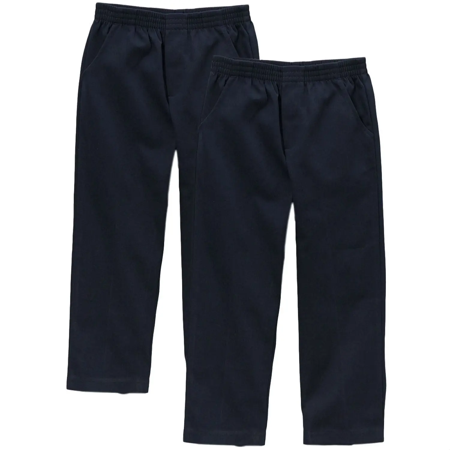 unik Boys' Navy School Uniform Pants, Full Stretch All Elastic Waist Pull-On Pants for Children, Ages 4-16, 2-Pack BU03, Clothing, Fitted School Pants