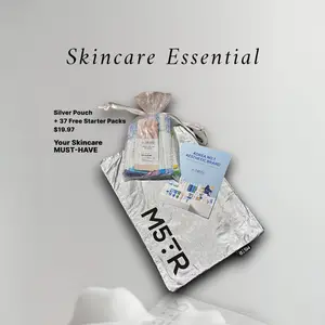 M5TR Metallic Silver Tyvek Waterproof Cosmetic Pouch + Dr. SANTE 37 Skincare Starter Packs | Hydration & Glow Essentials Trial Kit | Authentic Korean Skincare Curated by M5TR