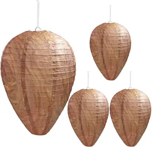 4 Pack Wasp Nest Decoy Hanging Wasp Nest Stay Away from Wasps Hornets Yellow Jackets Home Pest Control Insect Repellent Collars Insect Proof 8.5x11 Inches Weather Resistant Cotton Bamboo Fibers Easy to Deploy