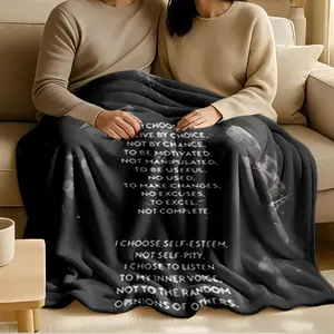 1 piece Spartan Creed of Determined Character and Resilient Spirit themed flannel blanket - Modern design geometric pattern flannel sofa blanket, suitable for beds and sofas, all-season use, super soft and comfortable, digitally printed pattern