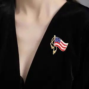 1 pc Independence Day Flag Pin, American Election Bow Ship Anchor Brooch, Fashion Trendy Accessory, Stylish Lapel Flower, Unique Gift Idea