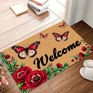 Floral Welcome Doormat for Homes - Soft Indoor/Outdoor, Machine Washable Floor Mat Suitable for Front Door, Balcony, Laundry Room