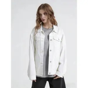 Womens Oversized Denim Jacket Baggy Boyfriend Jean Jacket Drop Shoulder Button Down Casual Streetwear Y2K Vintage Loose Fit Layering Outerwear