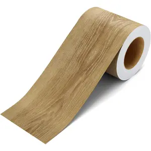 3"*590" Natural Oak Wood Grain Wallpaper Border Peel and Stick Mirror Frame Border Light Brown Self Adhesive Wood Grain Mirror Repair Tape Skirting Trim for Kitchen Cabinets Bathroom Frame