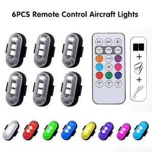 6* Wireless LED Lights for Car with Remote, Wireless Strobe Light, RGB LED Aircraft Strobe Lights for Cars, Motorcycle, Drone, Truck, Bike, USB Charge Lights with Remote Control Rechargeable RGB LED Lights for Car Motorcycle Bike Drone Aircraft
