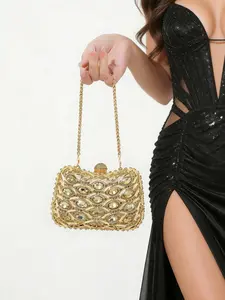 Elegant Crystal Evening Handbag, Luxury Women's Purse, Fashion Lipstick & Perfume Bag, Handmade Metal Diamond Bag for Parties