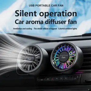 New Magnetic Car Fan USB Cool Colorful Lighting High end Carbon Fiber Free Directional Air Supply Fast Cooling Enjoy Coolness