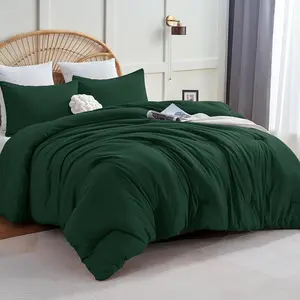 Dark Emerald Green Comforter Twin/Twin XL Size, 2 Twin Extra Quilted Sets, with Down Alternative Comforter and 1 Pillowcase for
