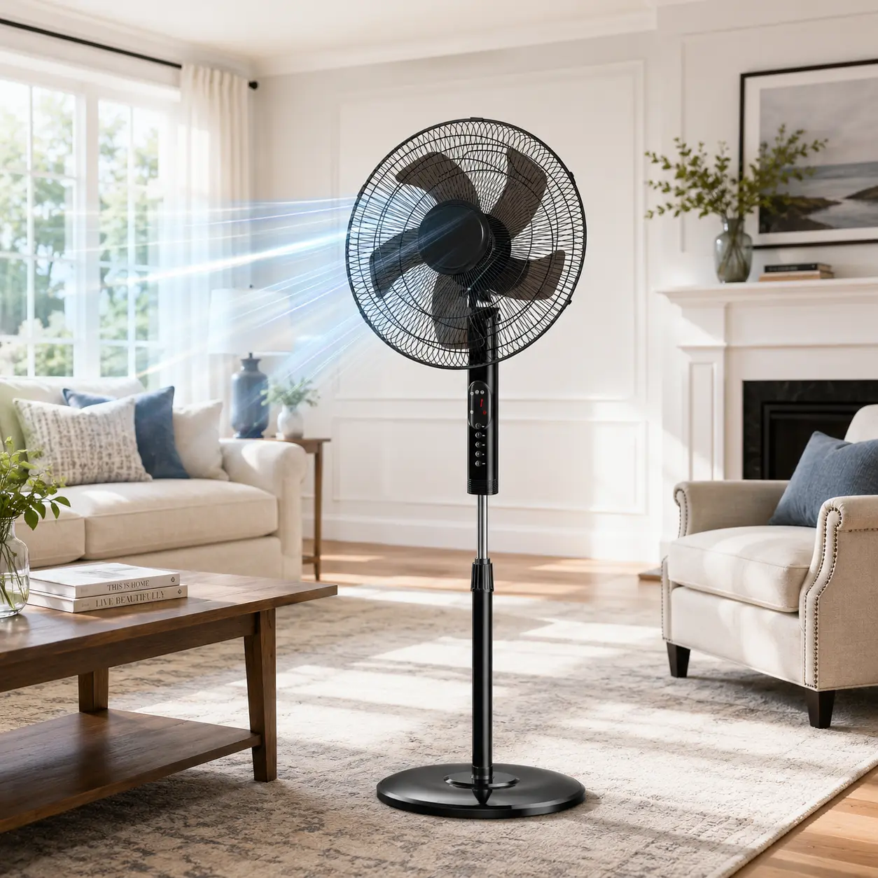 Sweetcrispy Cooling Pedestal Fan with Remote, Adjustable Height, 3 Speeds, 3 Modes, Timer, Tilt Head for Bedroom, Living Room, Cooling Fan