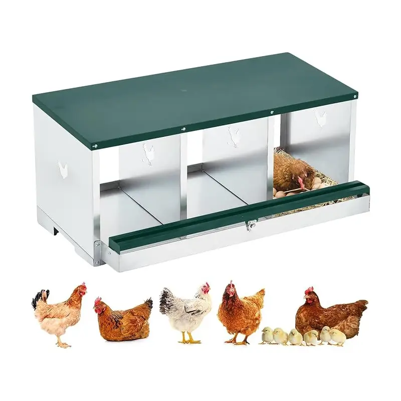 Chicken Nesting Box  Large Vented Hole, Metal Egg Laying Boxes Chicken Egg Box for Egg Collection
