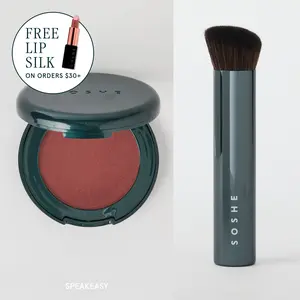 SOSHE Beauty Blurring Pillow Blush & Brush Combo – Blurring Cream-to-Powder Blush with Skin-Like Finish Brush