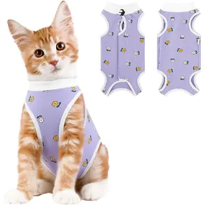 Breathable Female Cat Recovery Suit After Surgery for Abdominal Wounds or Skin Diseases Anti Licking Surgical Wear for Kitten After Spay