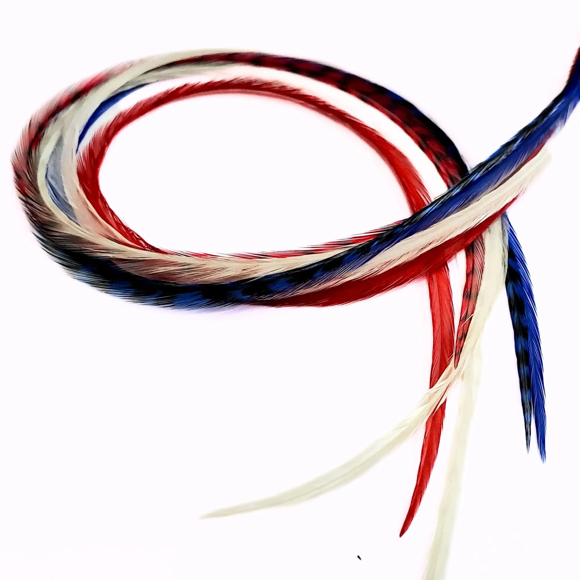 Red, White & Blue Feather Hair Extensions