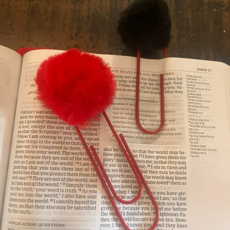 Paper Clip Set - Red Pom-Pom Design for Organizing and Styling Your Papers