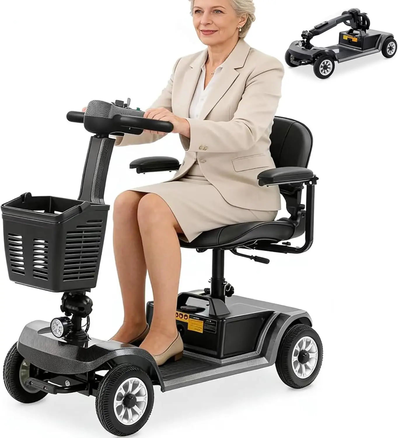 Senior Mobility Scooter, 418 LBS Weight Capacity, 20KM Long Range, Quick Folding & Easy Assembly, FDA Registered for Adults