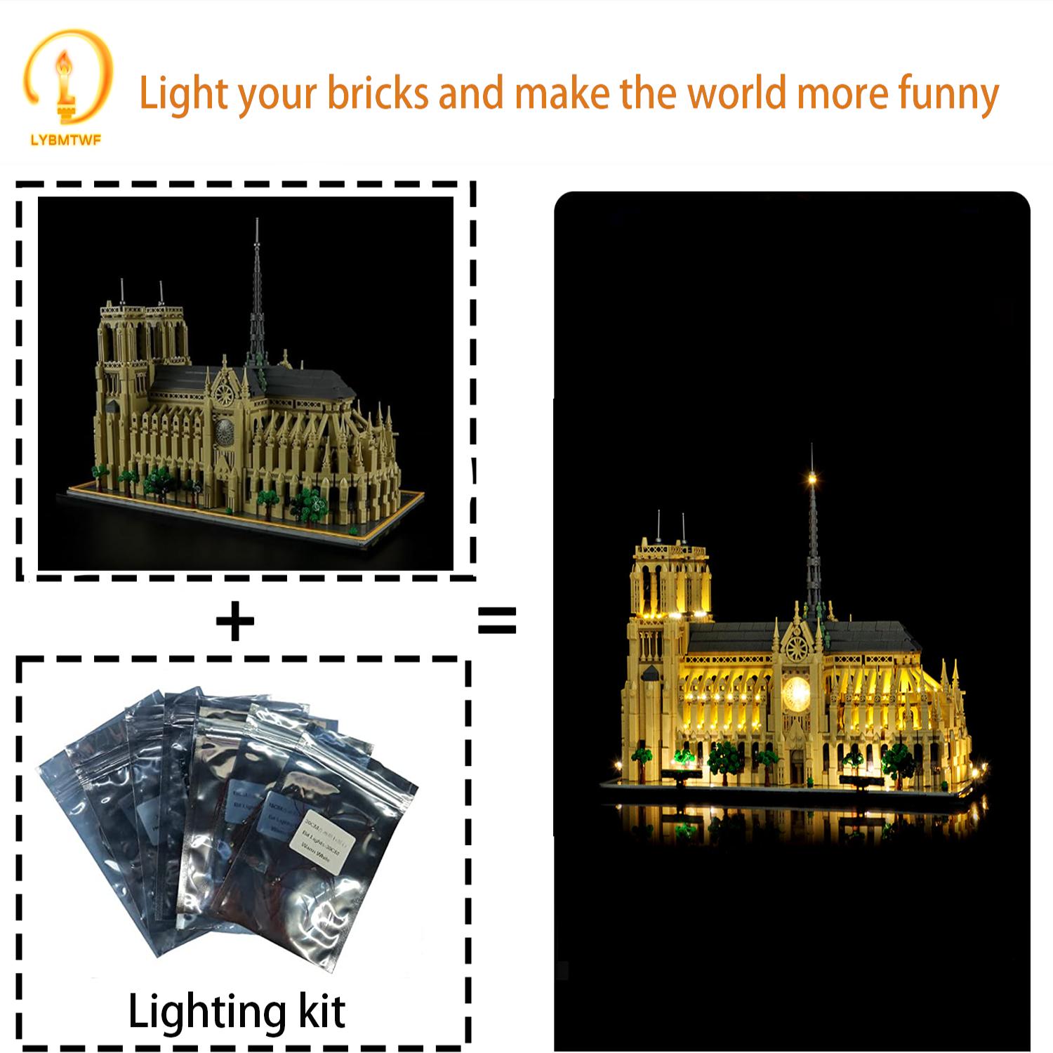 LYBMTWF LED Lighting Kit for lego Notre-Dame (21061) — (Blocks Not Included). A specialized lighting component designed to showcase and illuminate your creative building block model—an excellent choice for birthday and holiday gifting.