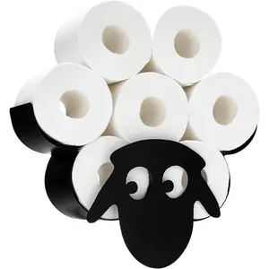 Decorative Toilet Paper Holders - Tissue Paper Storae Stand | Wall Mount Iron Tissue Basket, Sheep Art Decoration | Bathroom House Office Decor Tissue Paper Rolls Storae Shelf (Sheep)