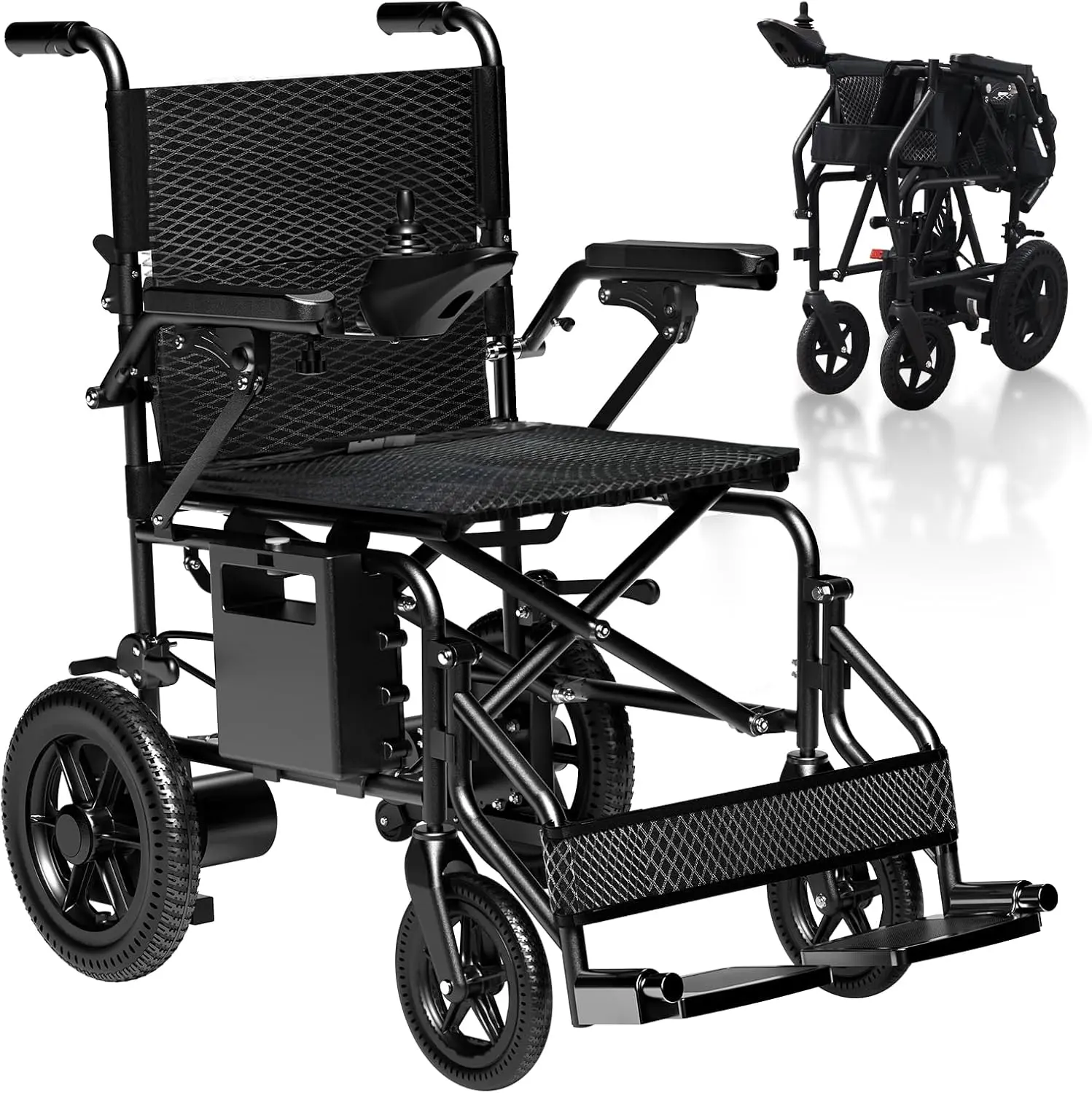 HASSKY Adult Medical Electric Wheelchair, Metal Frame with Button Control, 500W Motor, 360 Rotation, Foldable All-Terrain, 15+ mi Range, 350 lbs Capacity, 36.6 x 38.9 x 25.5 Inches, Durable Portable