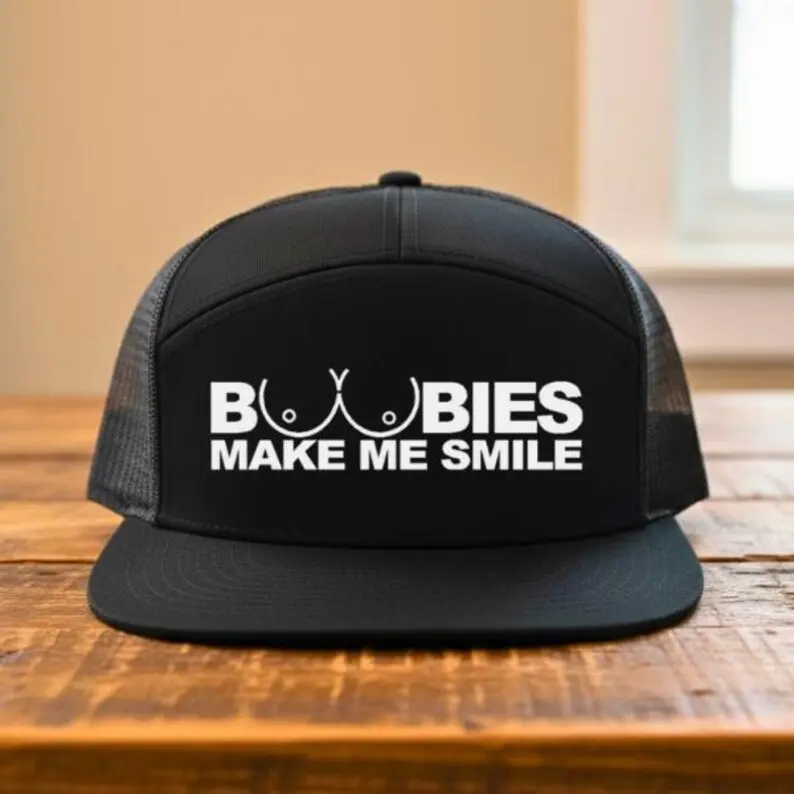 [COMBO 2 SAVE 50%] Boobies Make Me Smile Snapback Trucker Hat, Funny Hat For Men