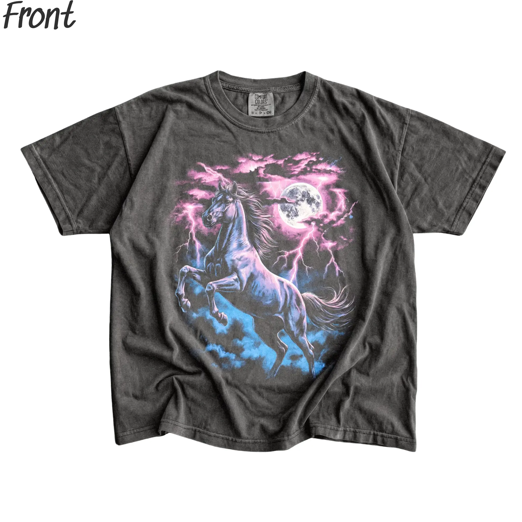 Men's Retro Cotton Fitted Vintage Wild Horse Print T-Shirt - Short-Sleeve Round Neck Cute Graphic Tee for Streetwear Fans, M, Tops, Shortsleeve, Casual, Menswear, All Seasons, Crew Neck, Lightweight, Vintage Retro, Machine Washable