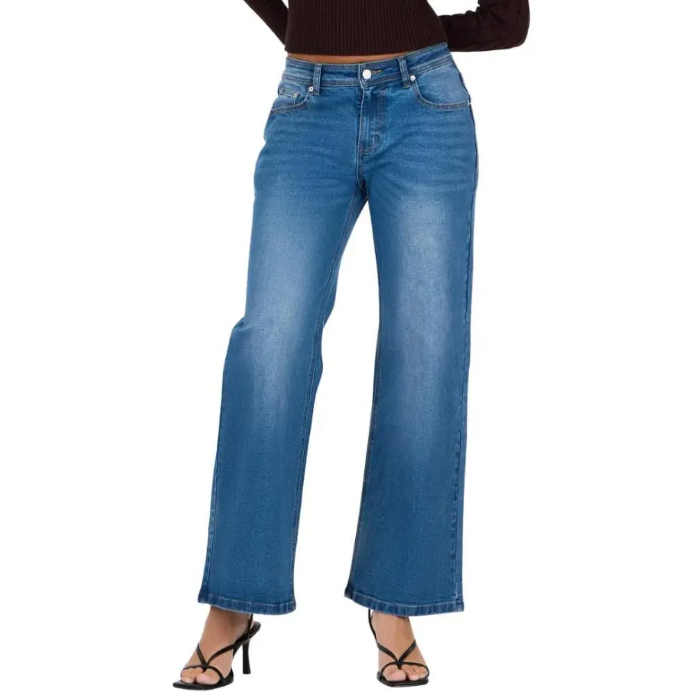 Forever 21 Women's Low-Rise Baggy Stretch Denim Jeans