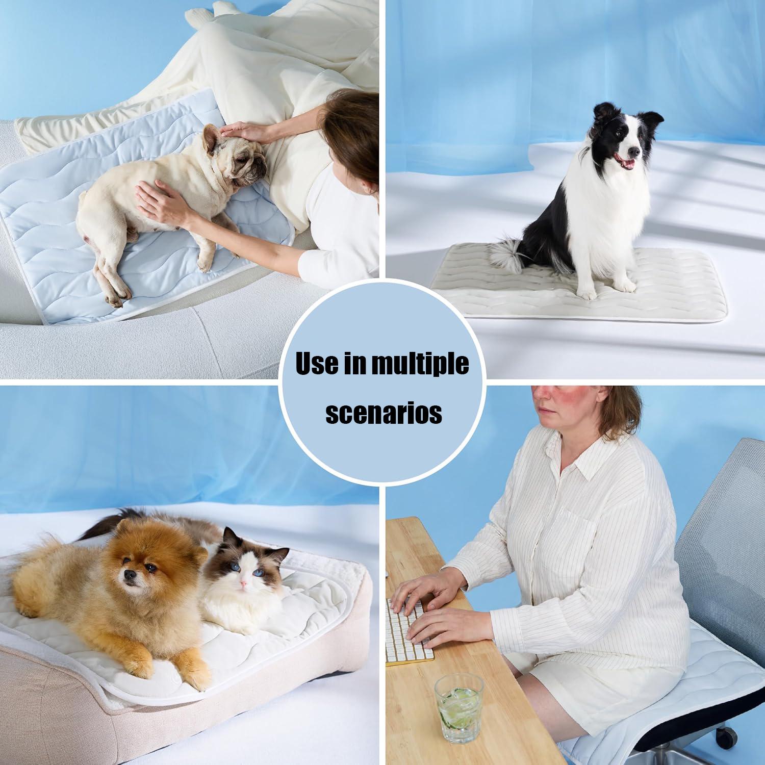 Pet Dog Cooling Bed Mat - Heat-Dispersing Pad, Soft Cool Cushion, Extra Large Durable Washable Non-Slip Rug for Dogs, Cats, Puppies, Works on Floors, Sofas, Crates, Beds, No Electric/Gel, Summer Pet Accessory Gift Pet Dog Cooling Bed Mat - Heat-Dispersing Pad, Soft Cool Cushion, Extra Large Durable Washable Non-Slip Rug for Dogs, Cats, Puppies, Works on Floors, Sofas, Crates, Beds, No Electric/Gel, Summer Pet Accessory Gift