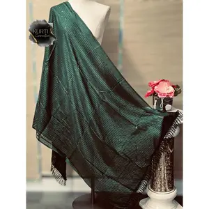 Dark green dupatta with sequin work