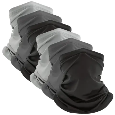 Unisex Male 6PCS Nylon Outdoor Face Masks Set - Cooling Breathable Sunscreen UV Protection Neck Gaiter for Beach, Yoga, Biking, 14-Way Multi-Functional Tube Headwear (Balaclava, Headband, Headwrap) - Black/Gray/White, Adults