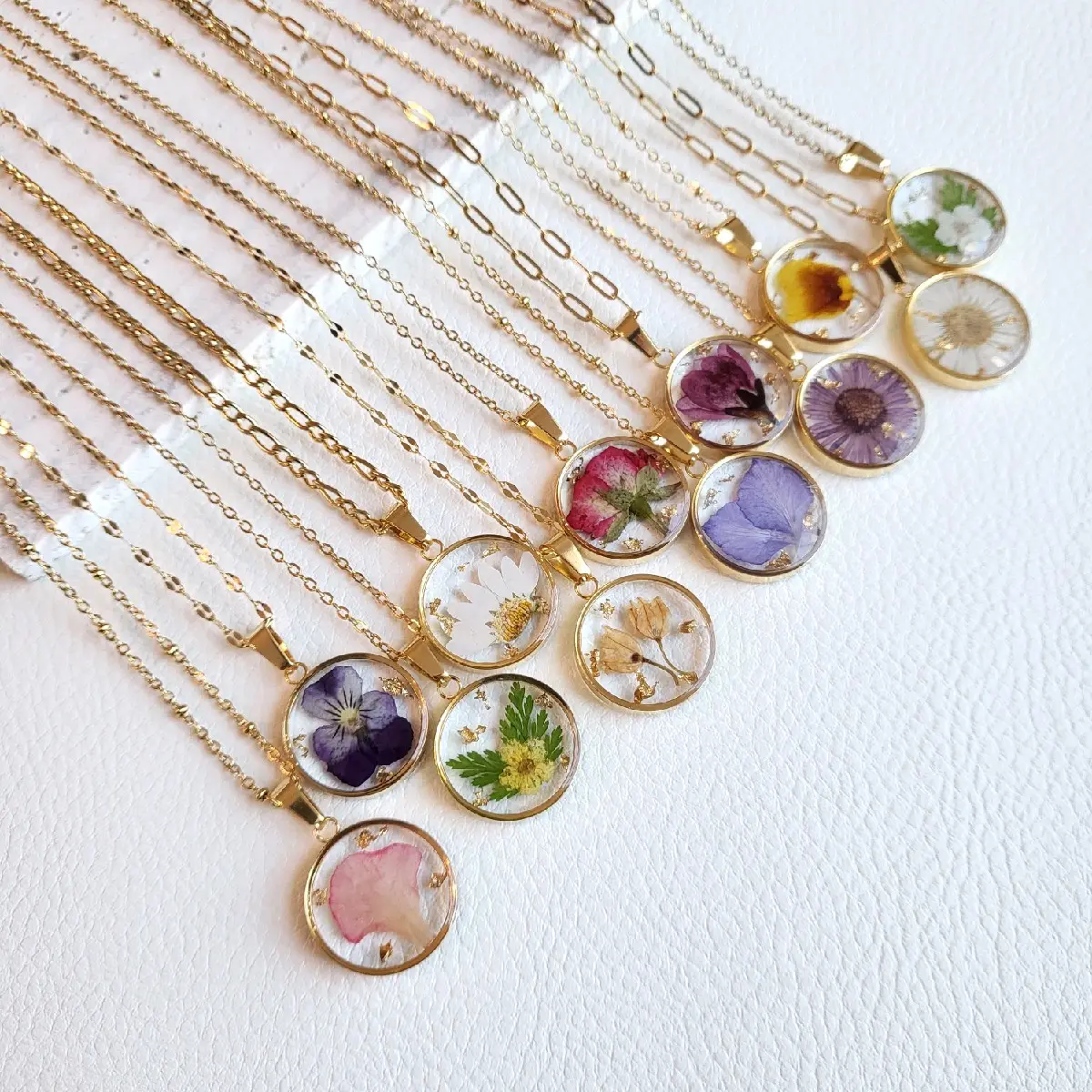 Handmade Birth Month Flower Necklaces for Women - Pressed Flower Necklace Gift for any Occasion