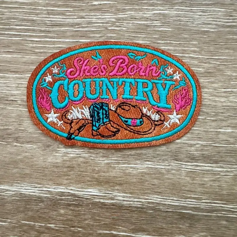 Born Country Leather Iron-On Patch