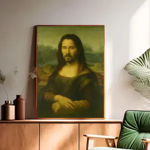 The Mona John Wick - Funny Meme Art Poster, Da Vinchi Style Fantasy Wall Decor, Humorous Lord Artwork Print, Trendy Home Art Gift