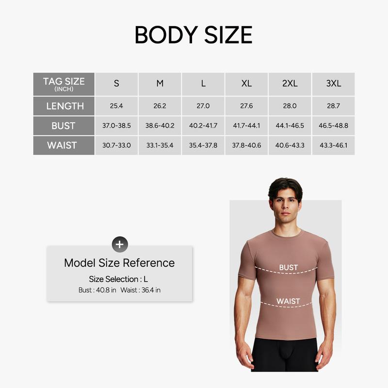 Nebility Men’s Compression Shapewear T-Shirt, Quick Dry Stretch Odor-Resistant Muscle Fit Workout Tee, Ultra-Light Breathable Training Top for Gym & Daily Wear