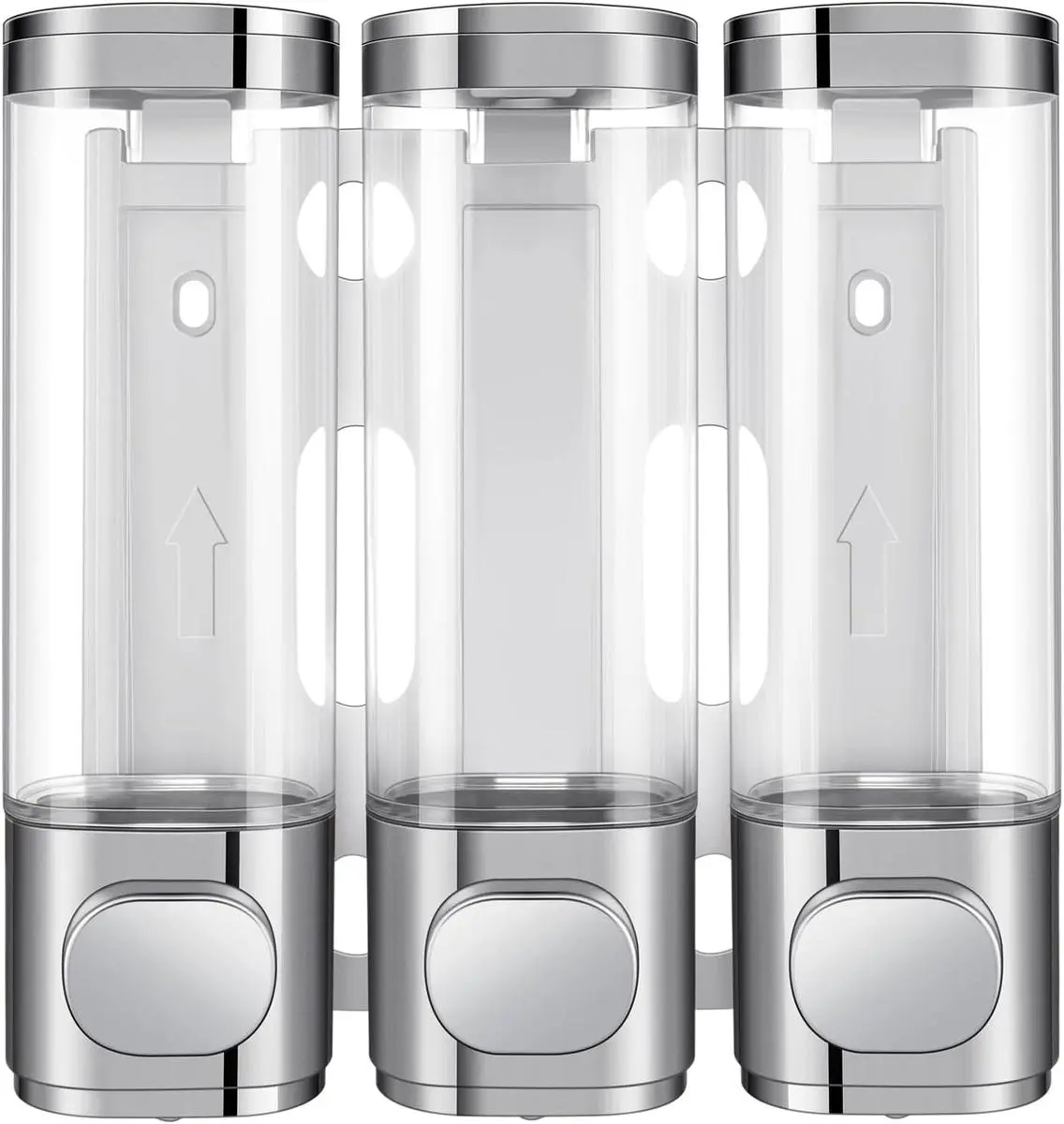Multi-Use 3-in-1 wall-mounted bathroom shower pump dispenser and organizer, with waterproof label, suitable for shampoo, conditioner, body lotion, shower gel, bathroom, kitchen, hotel Reusable Hand Soap Dispenser Euro Series Trio Soap and Shower Dispenser