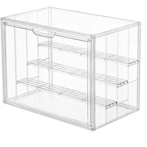 Transparent Acrylic Collectibles Display Case - 4-Tier Adjustable Hobby Figure Display Box with Magnetic Door, Stackable Blind Box with 3-Tier Shelf for Action Figures, Model Toys, Dustproof Display Case Suitable for Collectors