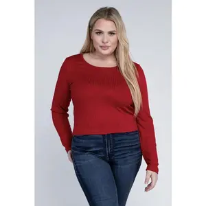 Ambiance Apparel Plus Classic Ribbed Round Neck Long Sleeve