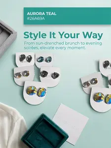 Women's 5 Pairs Earring Set, 14k Zircon Studs, Hypoallergenic Sparkling Jewelry, Daily Party Wedding Gift