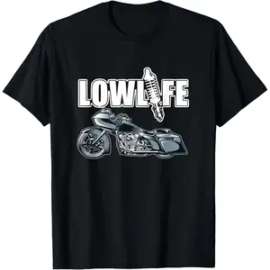 Cotton Graphic Tees Streetwear Gifts Lowlife Bagger Motorcycle . Chicano Vicla, Lowrider Bikes T-Shirt