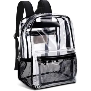 KekeInt'l Clear Backpack Heavy Duty PVC Clear Backpack, 40lbs(Black)