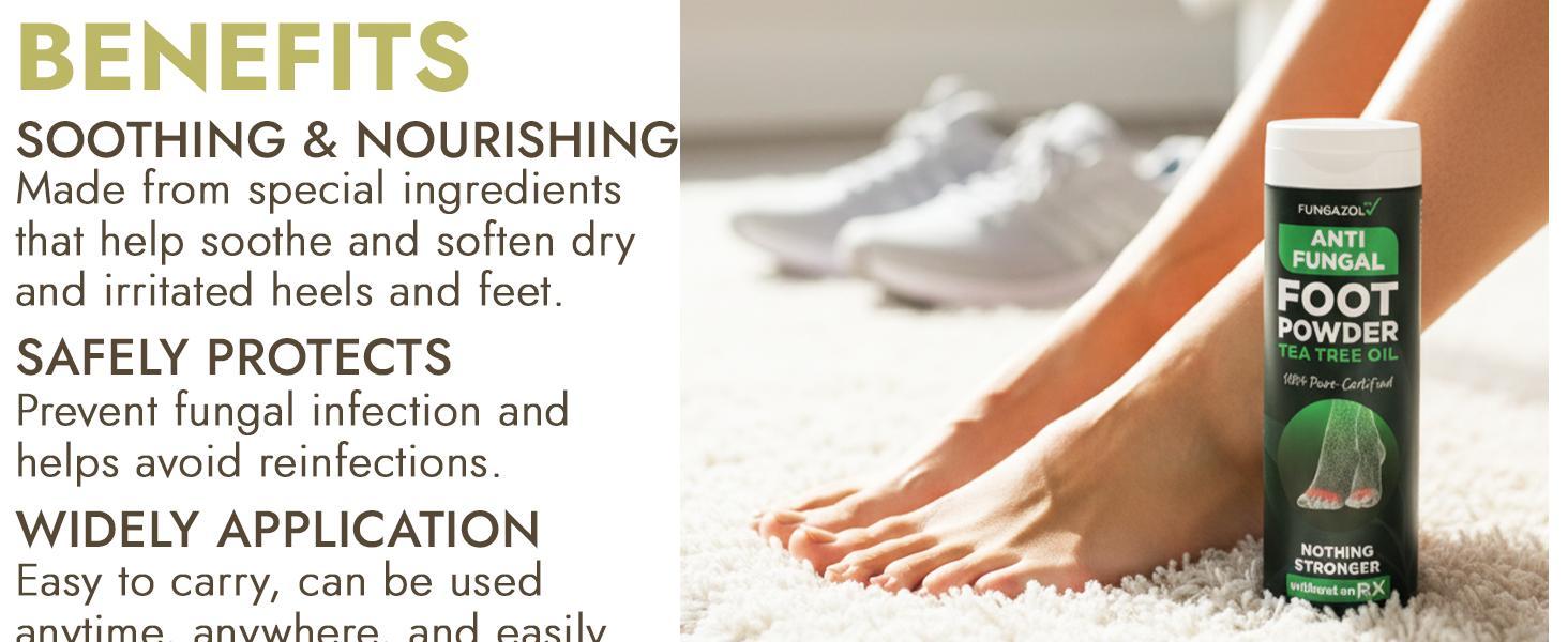 Antifungal Foot Powder with Miconazole Nitrate 2% & Tea Tree Oil | Athletes Foot Treatment for Itchy Skin & Odor Control | Prevents Reinfection | Fast-Drying Powder | Pack of 3