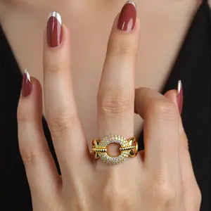 18K Gold Plated Stackable Evil Eye Open Ring Adjustable CZ Lucky Protection Charm Trendy Delicate Women Fashion Jewelry TikTok Viral Waterproof Tarnish Resistant Hypoallergenic Nickel Free Casual Daily Party Wear Birthday Anniversary Holiday Gift for Her