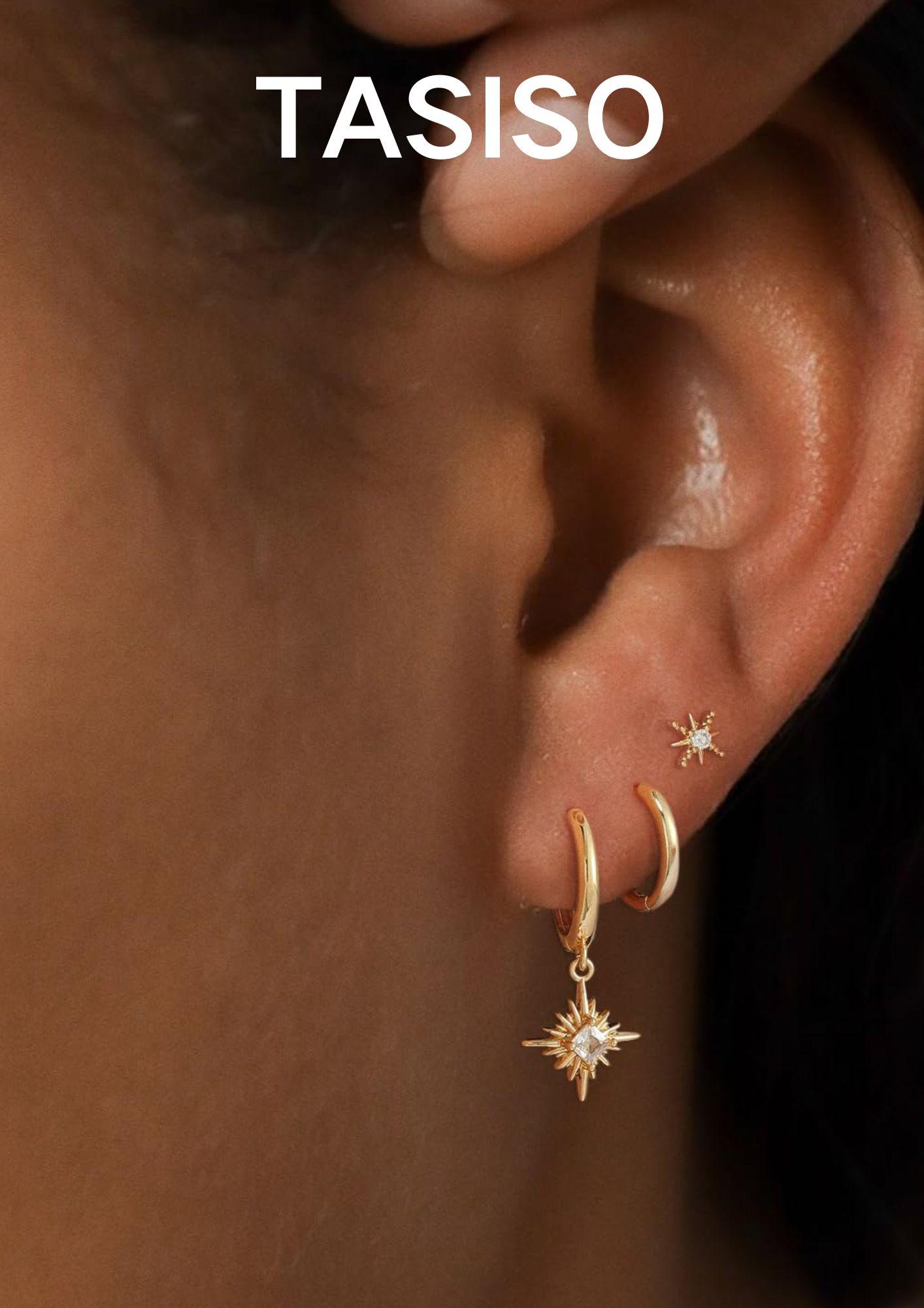 TASISO 6-Piece Unisex High Quality Earrings Set - Versatile, Durable & Functional Design with Metal Coating, Includes Ear Studs & Plug Earrings for Work & Leisure Daily Use